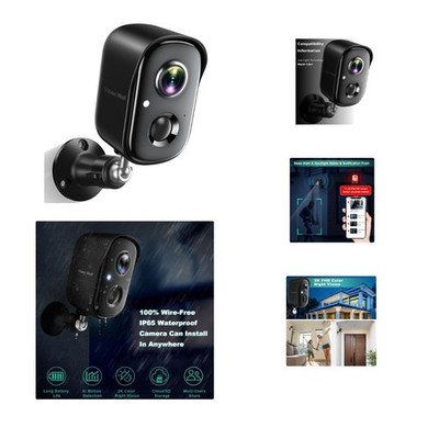 All-Weather Wireless Security Camera - 2K Quality, Motion Alerts & Two-Way Audio