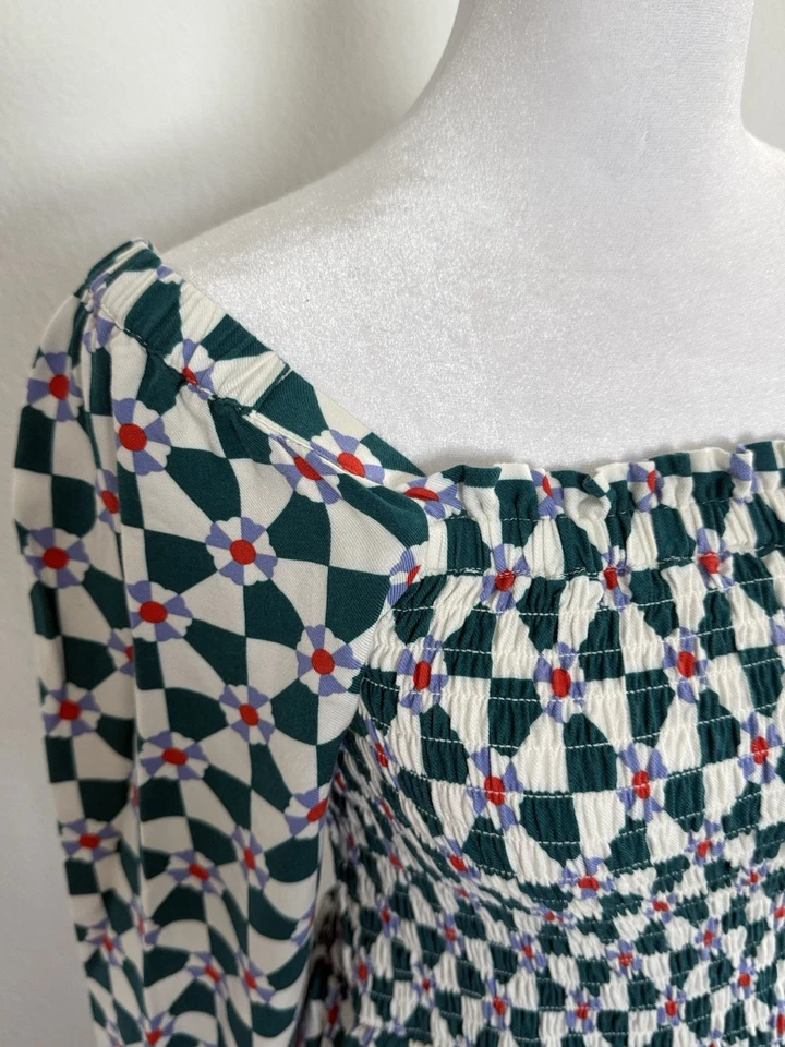 Woman’s Hanna Anderson Green Peppermint Swirl Off The Shoulder Midi Dress - Image 3 of 4