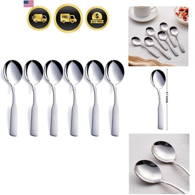 Heavy Duty 6.1-Inch Stainless Steel Soup Spoons - Set of 6 for Luxurious Dining