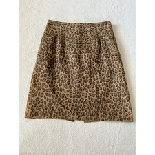 Vintage Vakko Women's Size 8 Cheetah Print Leather Skirt 90's Y2K