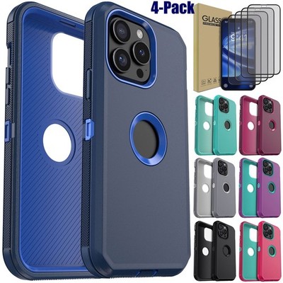 For iPhone 11 Pro Max/11 Pro/11 Case Shockproof Hybrid Hard Cover/Tempered Glass