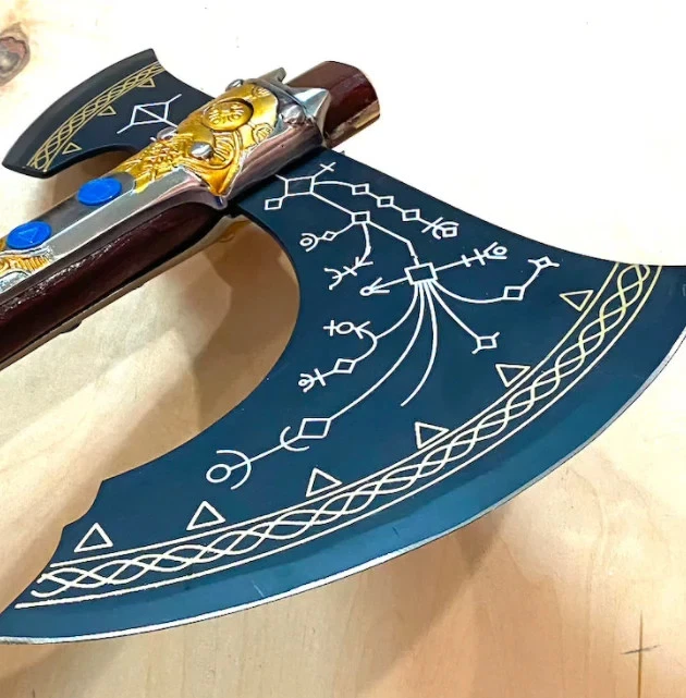 42" GOW Leviatán Kratos Hacha Hecha a Mano con Funda de Cuero, Regalos Foto 2 de 4