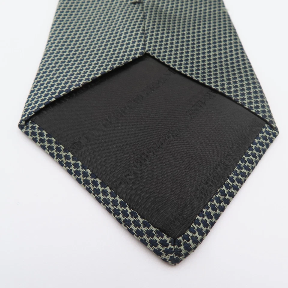 Corbata Giorgio Armani Gris Seda Negro Cuadros 4" Ancho 57" Largo Italia Foto 4 de 4