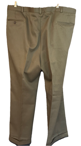 Palm Beach Pants Mens 42R Olive Lightweight Pleated Cuffed 42x30 - Picture 3 of 6