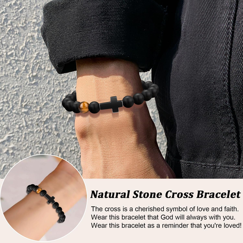Christian Easter Gifts for Men, Easter Basket Stuffers Religious Cross Bracelet - Picture 2 of 12