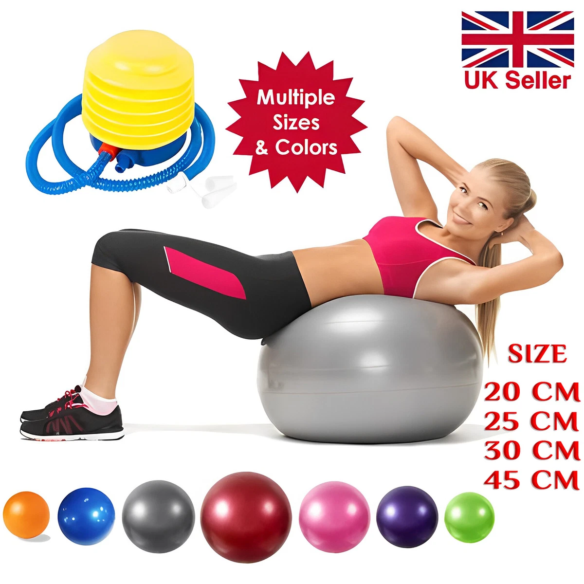 Yoga Ball Pilates Balls Fitness Anti Burst Balance Pregnancy Exercise Ball  Pump