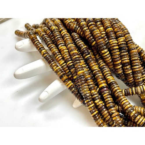 Neumático Heishi suave natural ojo de tigre de 6 mm, cuentas de neumático de ojo de tigre, liso ojo de tigre - Imagen 4 de 6