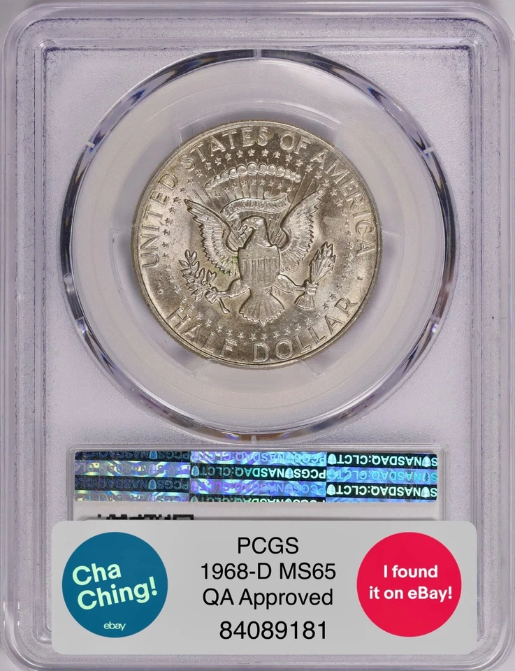 1968-D Kennedy Half Dollar PCGS MS65 QA Certified “Monster” Color Rainbow Toned - Image 4 of 4