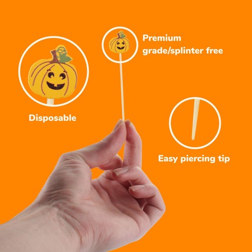 Pumpkin Halloween Jack-O-Lantern Food Bamboo Picks - Multiple Options - Picture 4 of 9
