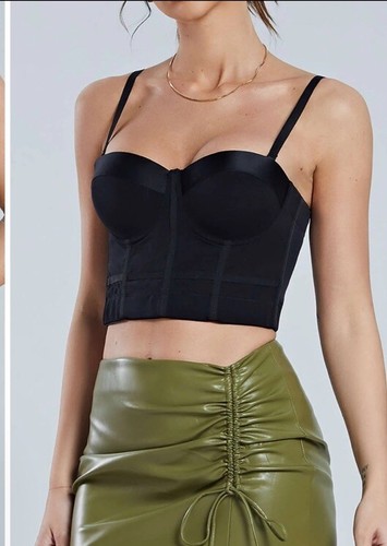 Micas Underwire Bustier Top Black 4 Row Hook & Eye Small NWT Free Ship - Picture 4 of 4
