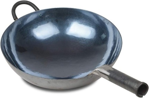 Hand-Hammered Iron Wok - 36CM Blue-Black Seasoned Non-Coating Stir Fry Pan - Picture 10 of 10