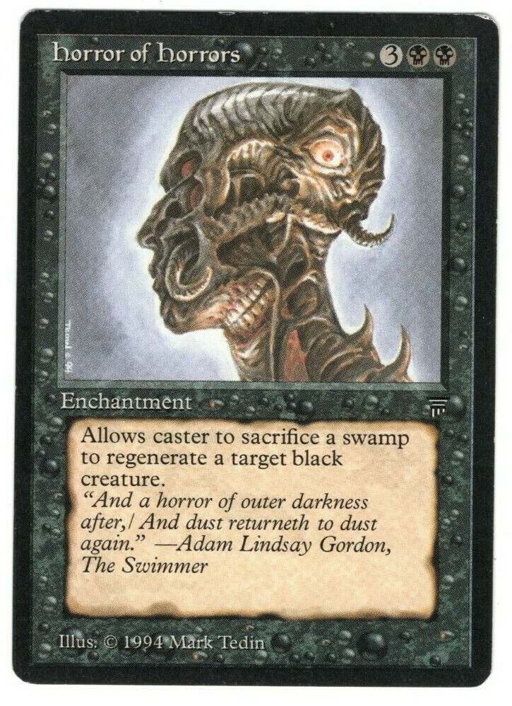 MTG HORROR OF HORRORS LEGENDS BLACK ENCHANTMENT MP SWAMP REGENERATE  COMMANDER | eBay