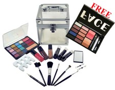 Carry All Trunk Makeup Kit  FREE 15 Color Face Pallette Cosmetic Beauty Set