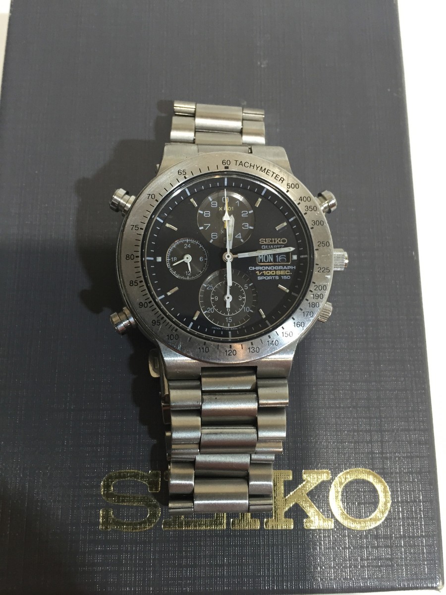 RARE Seiko 7T59-6A00 A6 Sports 150 Watch 1/100 Sec Chronograph