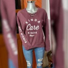 Kinda Care Kinda Don’t Lace Up Front Sweater Size Large