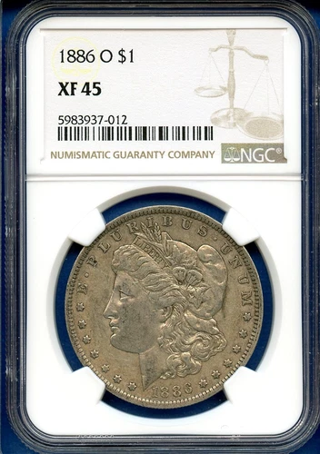 1886 O NGC XF45 Morgan Silver Dollar $1 US Mint Rare Key Date Coin 1886-O XF-45
