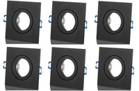 6X Feuchtraum Alu Einbaustrahler Schwarz Eckig Klickverschluss IP44 GU10 GU5.3