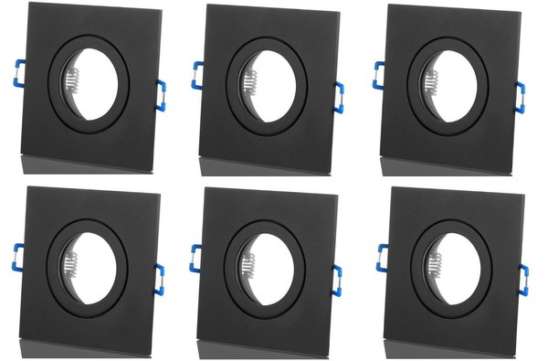 6X Feuchtraum Alu Einbaustrahler Schwarz Eckig Klickverschluss IP44 GU10 GU5.3-image