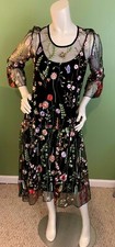 HILARY RADLEY for KATHERINE BARCLAY BLACK FLORAL PARTY DRESS NWT