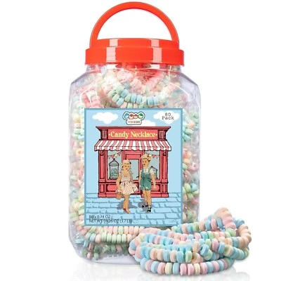 4YOREELVES Candy Necklace Edible, Individually Wrapped Candy Jewelry Bulk, 80 count