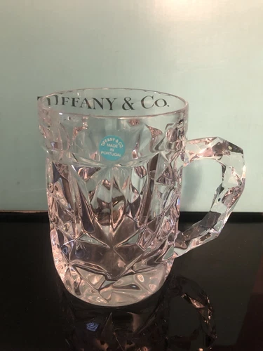 TIFFANY & CO ROCK CUT  Crystal Beer Mug-Signed DISCONTINUED 16 oz