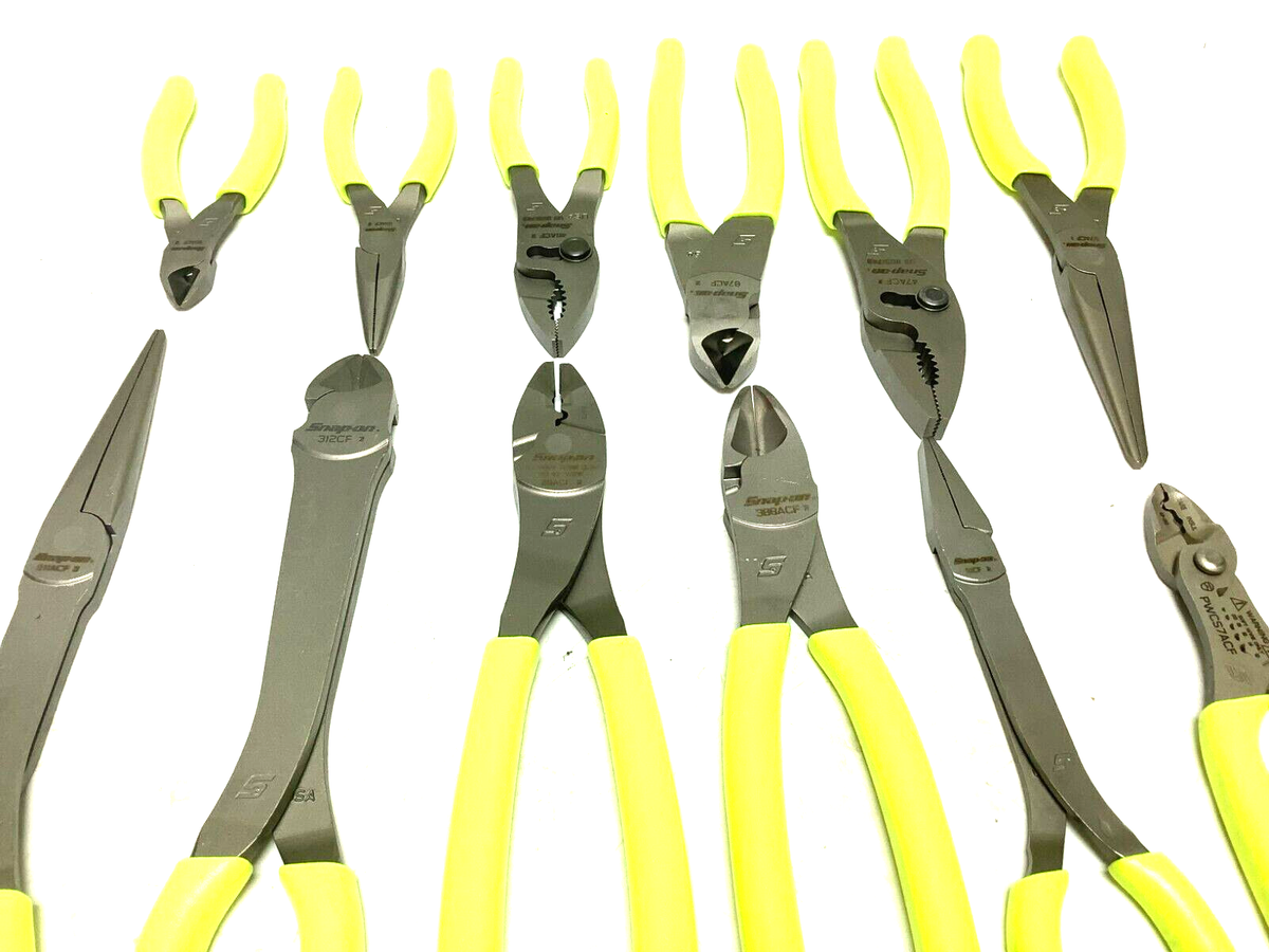 Snap-on 12pc Essential Heavy Duty Hi-Viz Yellow Plier Set | Size