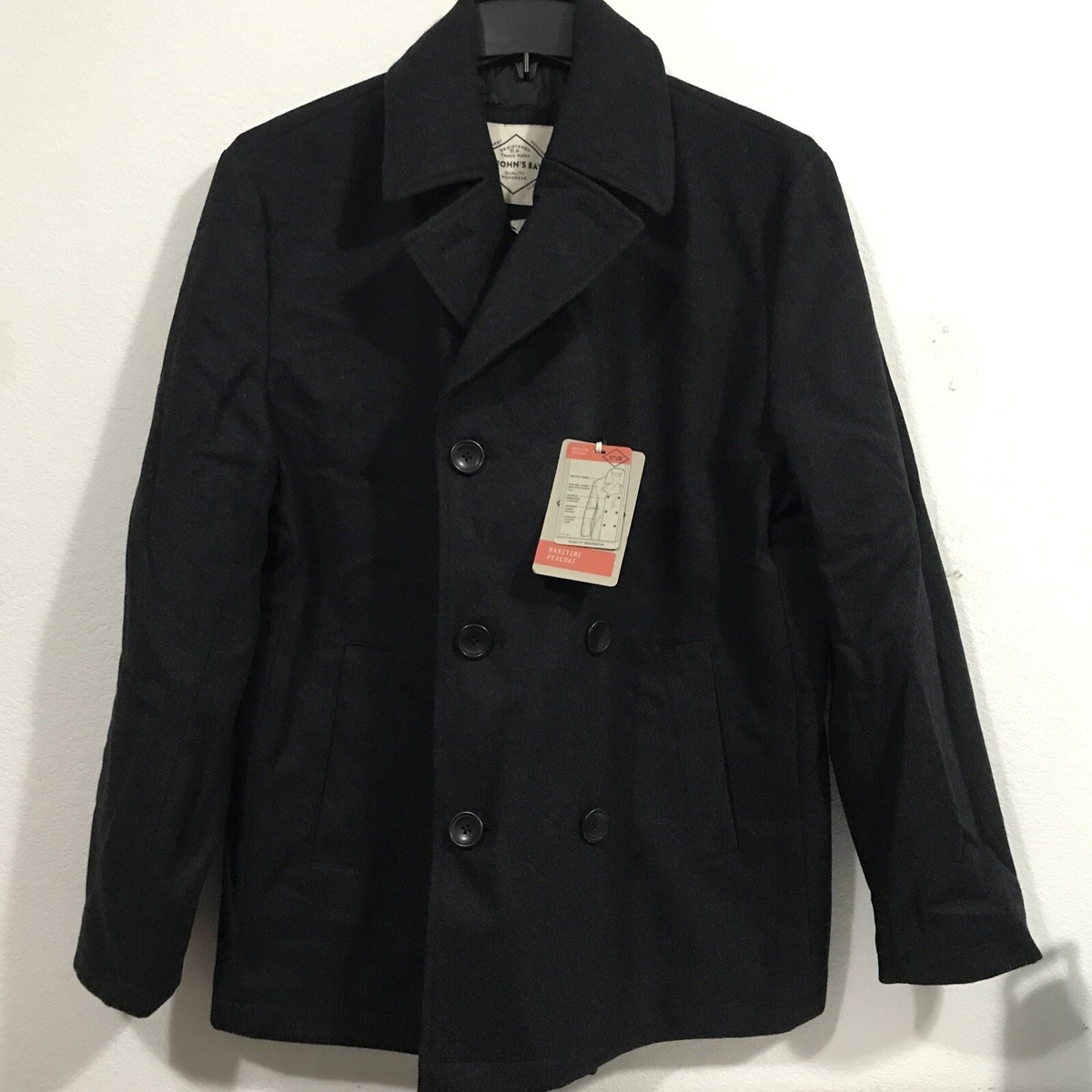 ST JOHNS BAY MEN'S MARITIME PEACOAT SIZE LARGE CHARCOAL (7