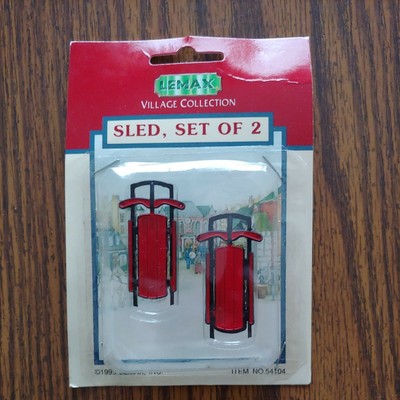 Vintage Christmas Village Sleds Pair NIB 1995 # 54104 LEMAX 