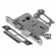 3 Lever Standard Sashlock Nickel or Brass Finish 64mm and 76mm