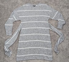 TOPSHOP Sweater Dress Women's 2 Gray Striped Belted Long Sleeve