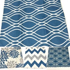 Pillow Covers Teal Geometric Waves Floral Coastal Boho Canvas Cases