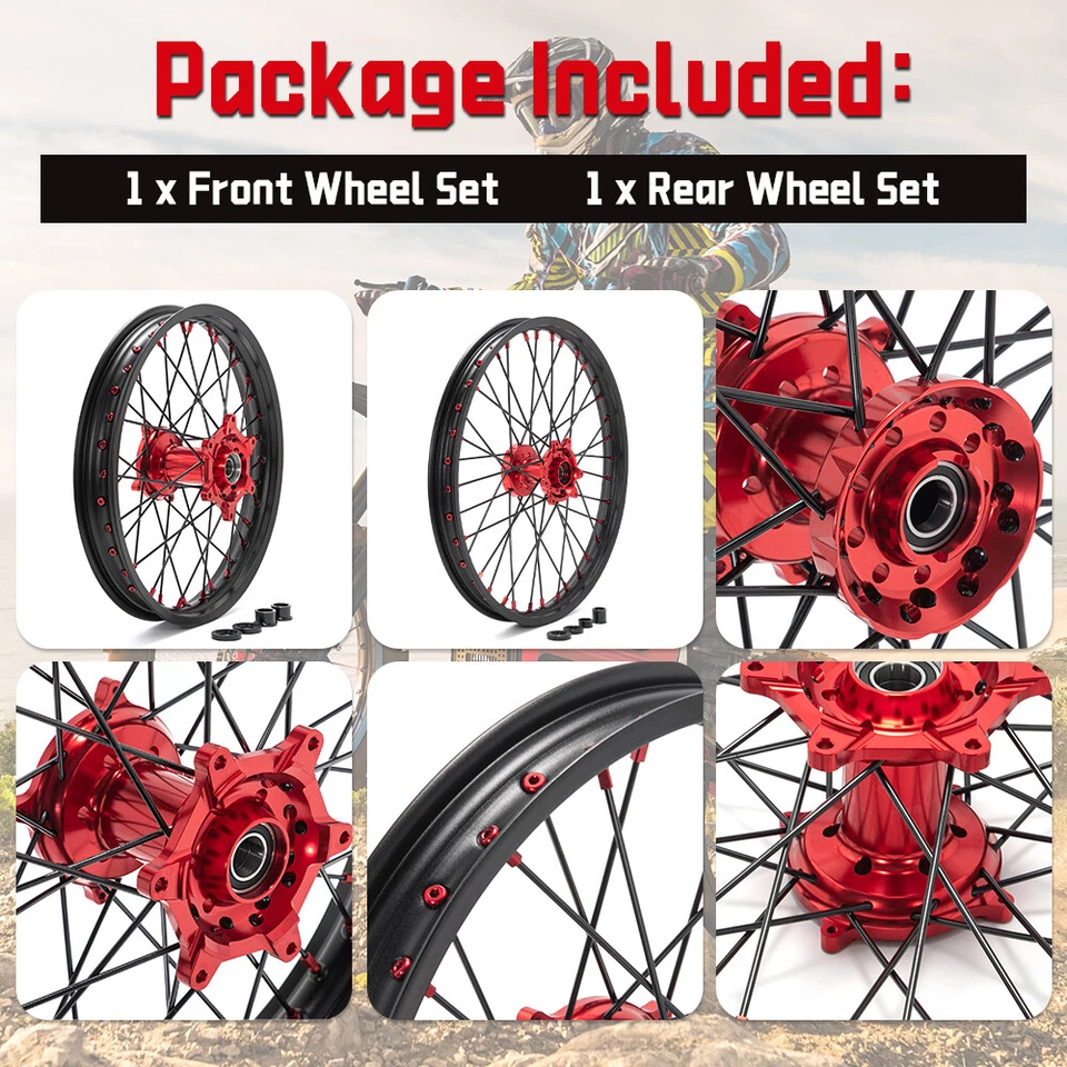 21"/19" CNC Wheels Set For Honda CR125R CR250R 02-07 CRF250R 04-13 CRF450R 02-13 Foto 3 de 4