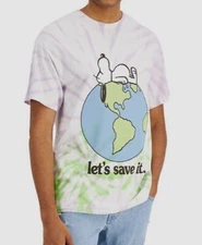 Junk Food Men's White Tie-Dye Snoopy Graphic Short Sleeve T-Shirt Size M