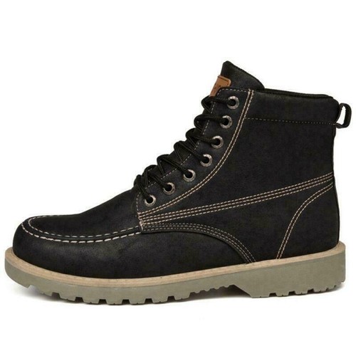 Men's Leather Waterproof Work Boots Ankle Casual Non-Slip Hiking High Top Shoes - 第 3/15 張圖片