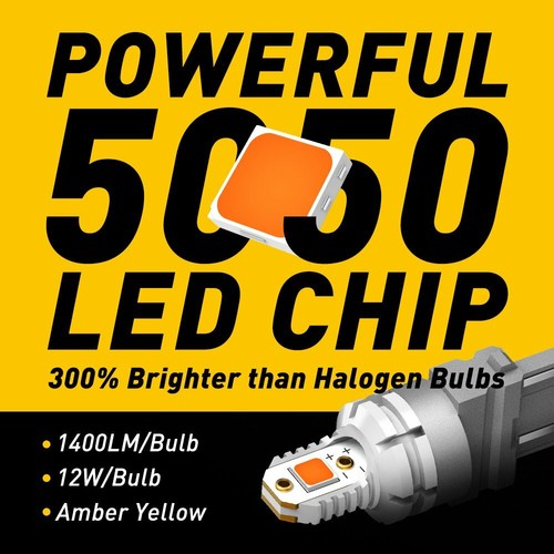 2PCS AUXITO 3157 3156 4157 LED SMD Amber Turn Signal DRL Side Marker Light Bulbs - Picture 3 of 10