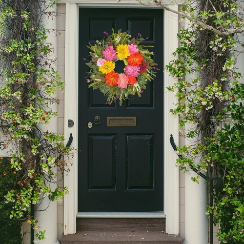 24-26 Inch Spring Summer Wreaths for Front Door, Large Artificial Dahlia Peon... - Picture 4 of 7