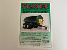 Fraser Agricultural 1600T Muck Master sales sheet.  Excellent condition.