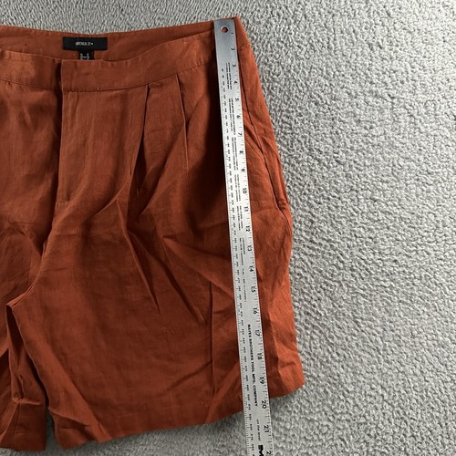 Forever 21 Womens Shorts Orange Size 1X High Rise Pleated Linen Blend - Picture 10 of 13