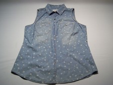 Sonoma Life Style Star Design Button Down Denim Vest Women's Size M