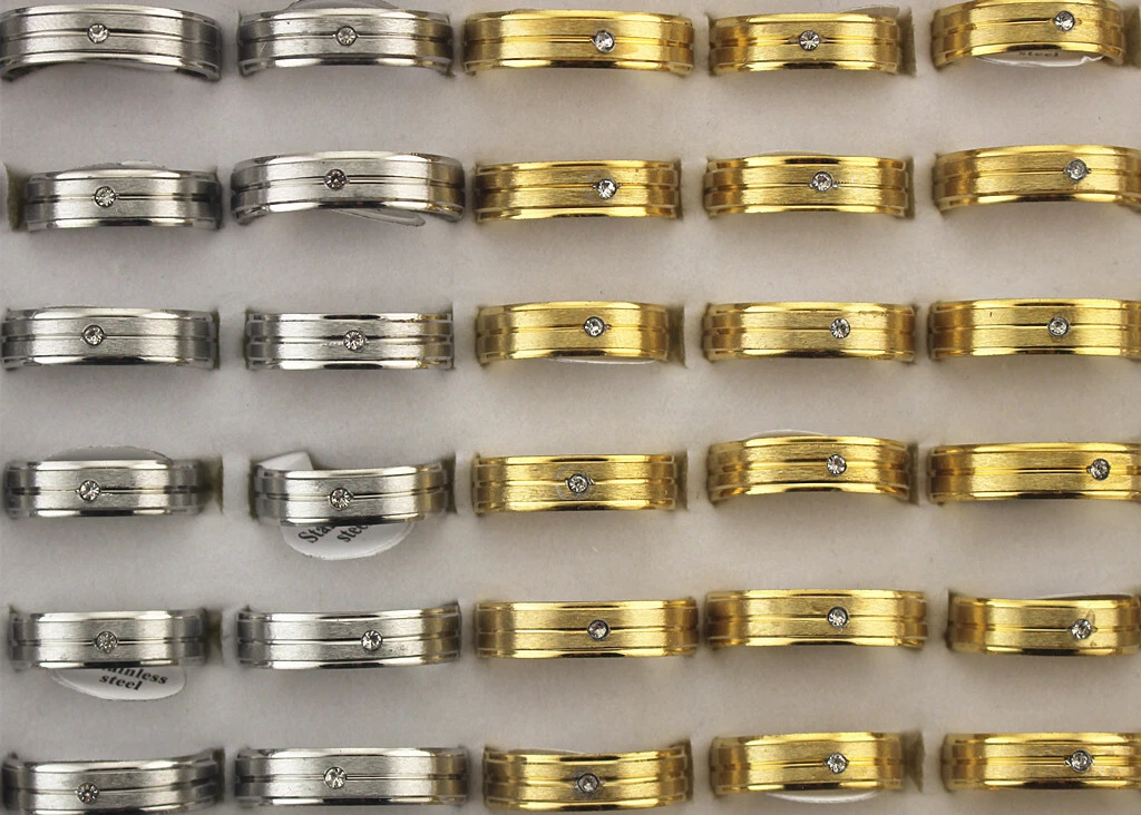 Wholesale Mens Rings Bulk Lots 40pcs New Fashion Rhinestone