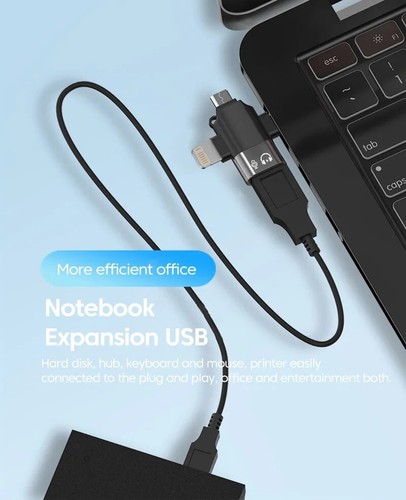 USB A Buchse auf Typ C, Micro, 8 Pin iPhone OTG Adapter Konverter schnelles Aufladen - Bild 2 von 9
