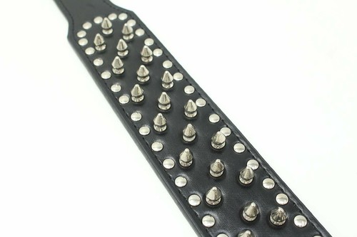 Adjustable Spiked Studded Dog Collar PU Leather Pitbull Rivet Collar fit 17~20" - Picture 8 of 14
