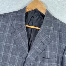 Tom James Filo A Mano Holland Sherry Mens 40R Grey Windowpane Sport Coat Preppy