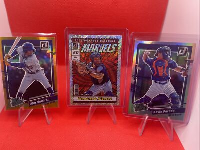 2023 Donruss Marvels SP Francisco Alvarez+Kevin Parada/500 Stat+Alex Ramirez RC
