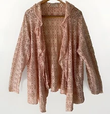 Vintage Linda Lundstrom Blush Pale Pink /white Lace Crochet Wrap Top Art to Wear