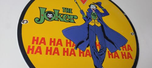 Vintage Conoco Gasoline Porcelain Sign - Joker Batman N-Tane Comic Gas Pump Sign - Picture 5 of 14