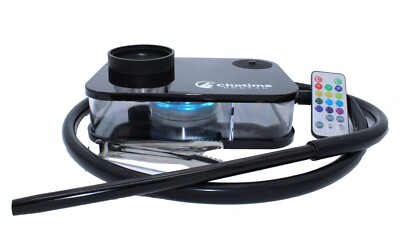 Portable Hookah Set W/ LED Light Square Box Acrylic Hookah Shisha w/ Bowl Black