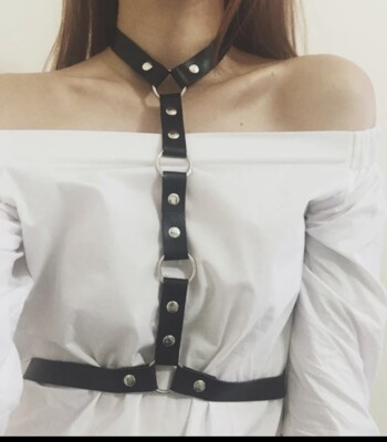 Women Leather Harness Garter Belt _Waist Body Bondage Suspenders Belt New Leathe