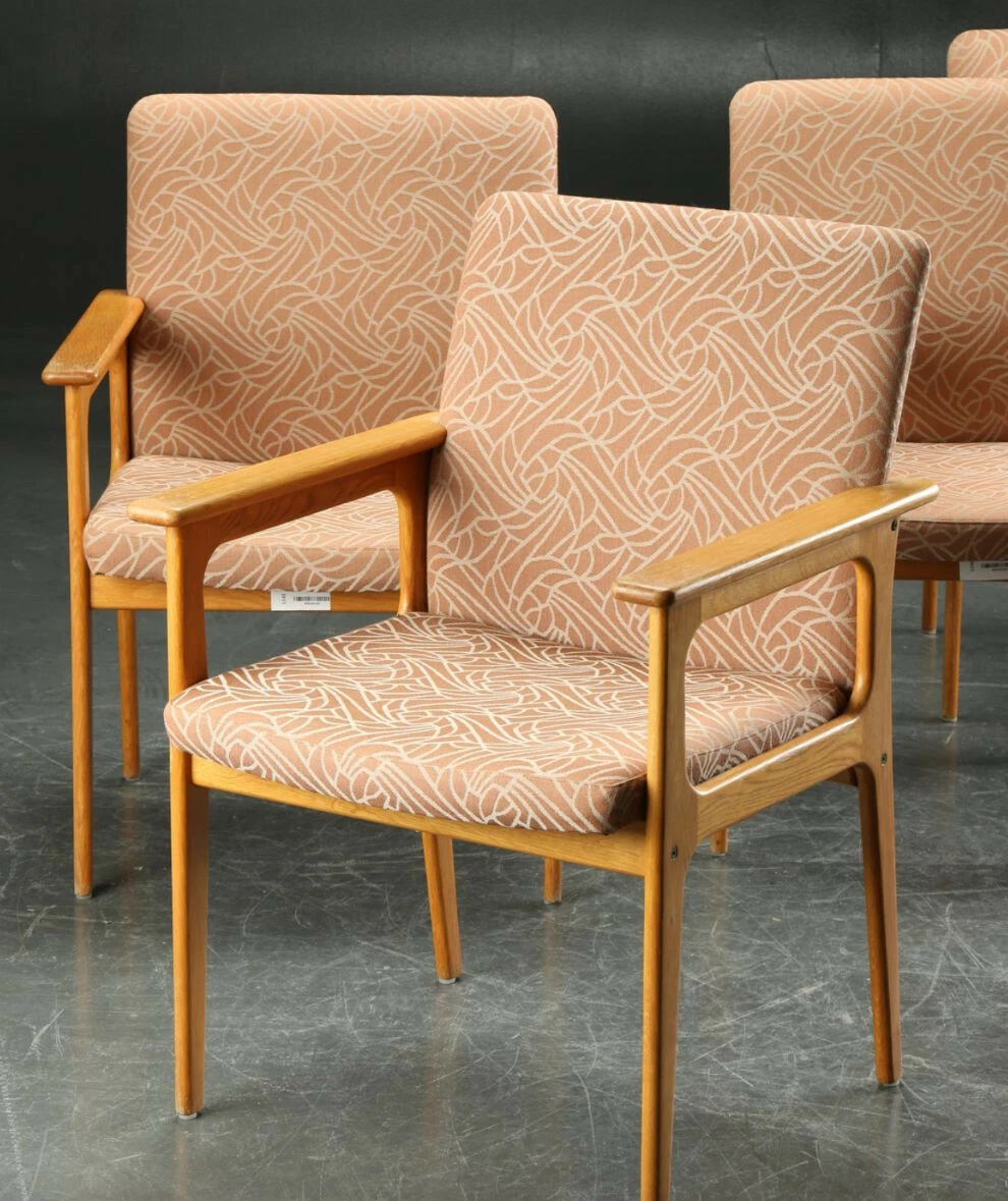 Vintage retro antique Danish mid century oak frame armchair 60s 70s chair x 1