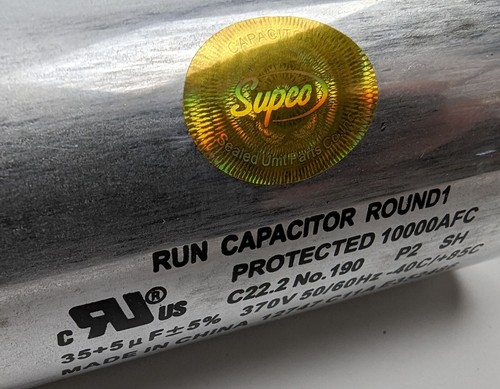 SUPCO CD35+5X370R HVAC Motor Round Dual Run Capacitor 30 + 5 MFD 370 Volts NEW - Picture 2 of 3